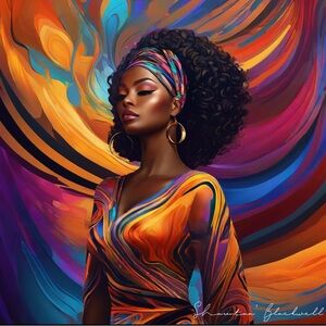 Abstract Artwork of Beautiful African American Woman. Limited Edition.